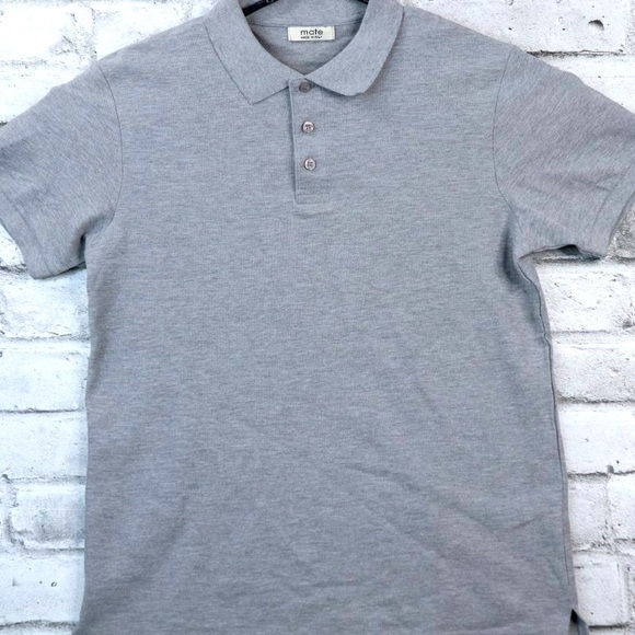 Mate Made in Italy Men’s Polo Gray Polo Button Collared Shirt Organic Cotton. M - Picture 1 of 10
